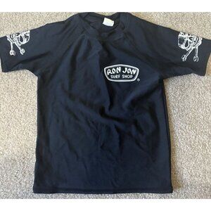 Ron Jon Kids Black Rash Guard Size 4 with Skulls on Sleeves